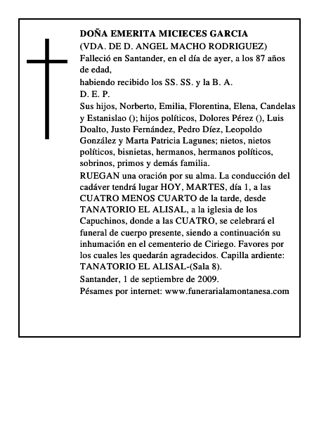 DOÑA EMERITA MICIECES GARCIA