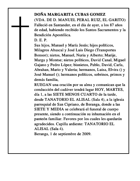 DOÑA MARGARITA CUBAS GOMEZ
