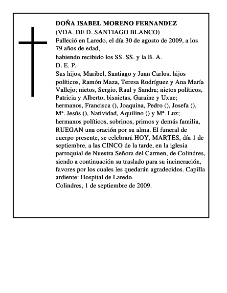 DOÑA ISABEL MORENO FERNANDEZ