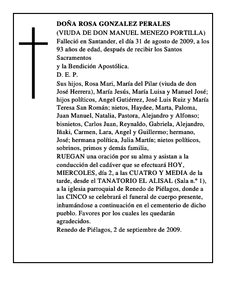 DOÑA ROSA GONZALEZ PERALES