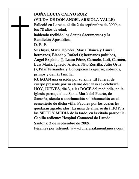 DOÑA LUCIA CALVO RUIZ
