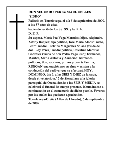 DON SEGUNDO PEREZ MARGUELLES