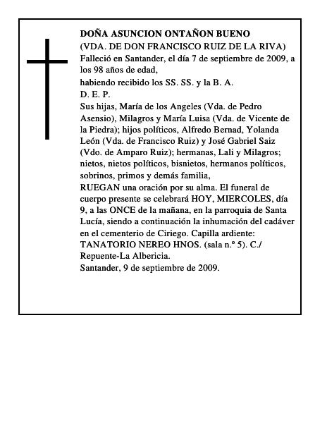 DOÑA ASUNCION ONTAÑON BUENO
