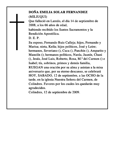 DOÑA EMILIA SOLAR FERNANDEZ