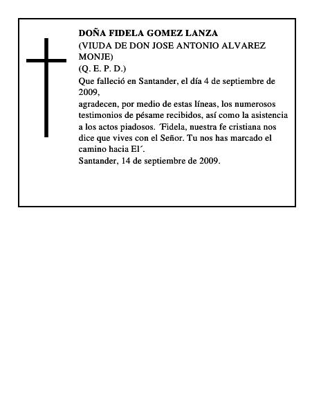 DOÑA FIDELA GOMEZ LANZA