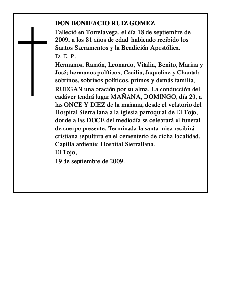 DON BONIFACIO RUIZ GOMEZ