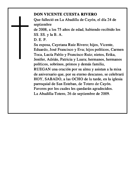 DON VICENTE CUESTA RIVERO