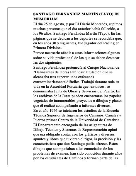 Santiago Fernández Martín (Tayo) In Memoriam