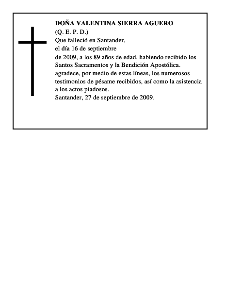 DOÑA VALENTINA SIERRA AGUERO