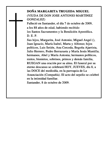 DOÑA MARGARITA TRUGEDA MIGUEL