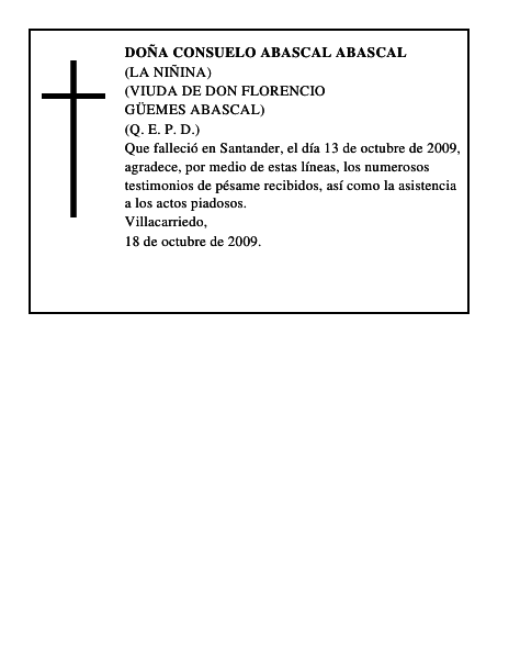 DOÑA CONSUELO ABASCAL ABASCAL
