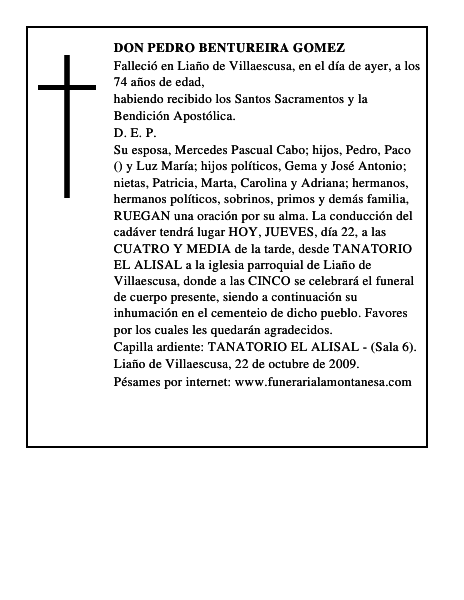 DON PEDRO BENTUREIRA GOMEZ