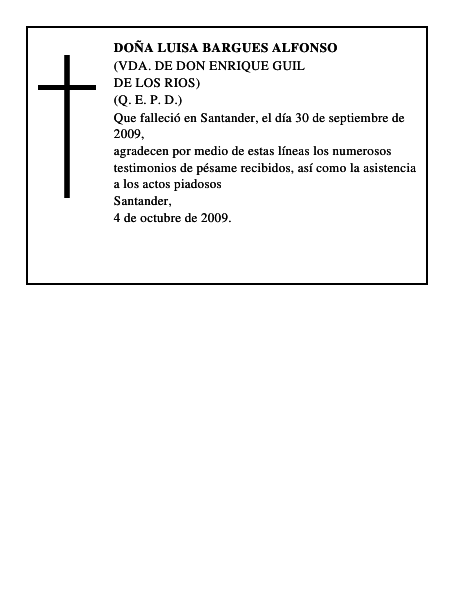 DOÑA LUISA BARGUES ALFONSO