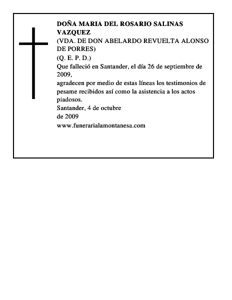 DOÑA MARIA DEL ROSARIO SALINAS VAZQUEZ