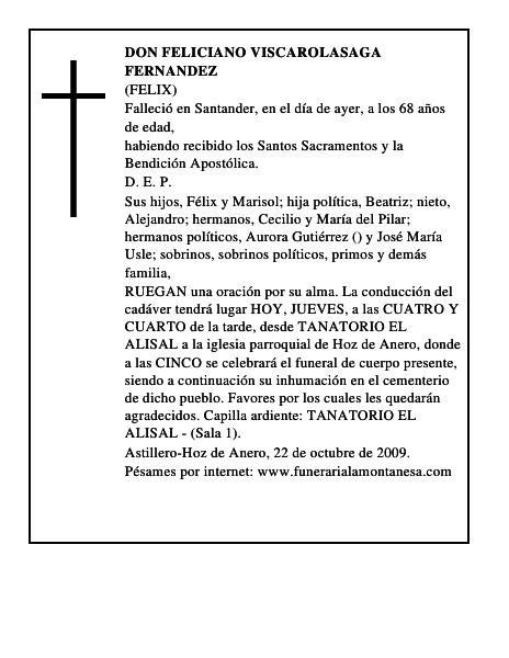 DON FELICIANO VISCAROLASAGA FERNANDEZ