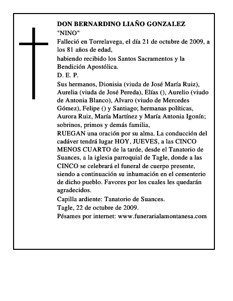 DON BERNARDINO LIAÑO GONZALEZ