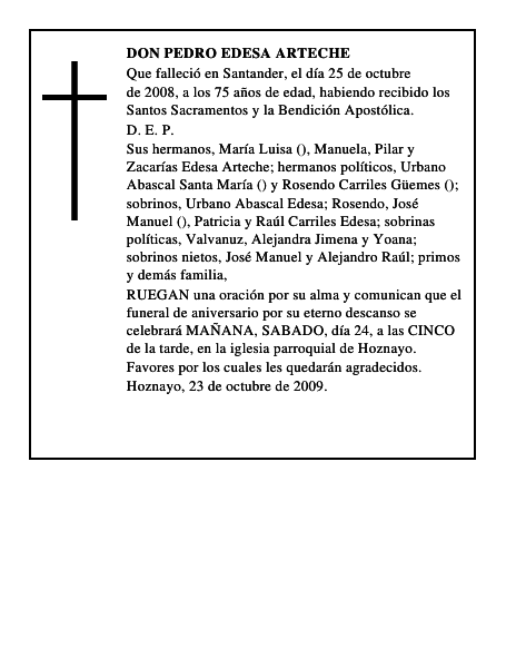 DON PEDRO EDESA ARTECHE
