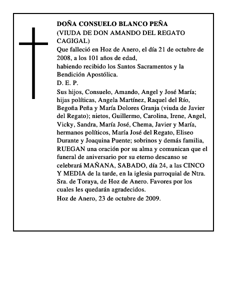 DOÑA CONSUELO BLANCO PEÑA