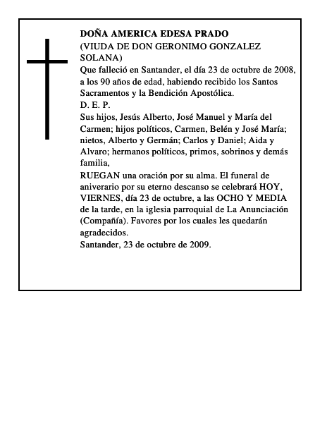 DOÑA AMERICA EDESA PRADO