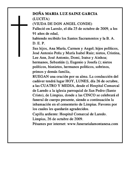 DOÑA MARIA LUZ SAINZ GARCIA