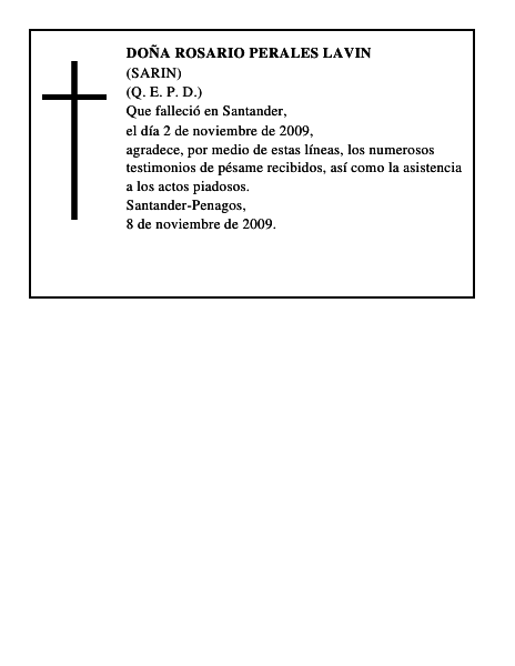 DOÑA ROSARIO PERALES LAVIN