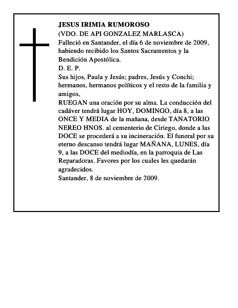 JESUS IRIMIA RUMOROSO