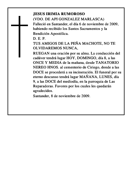 JESUS IRIMIA RUMOROSO