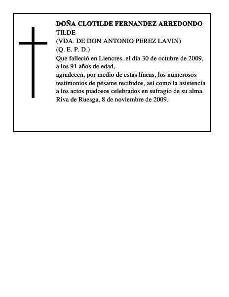 DOÑA CLOTILDE FERNANDEZ ARREDONDO