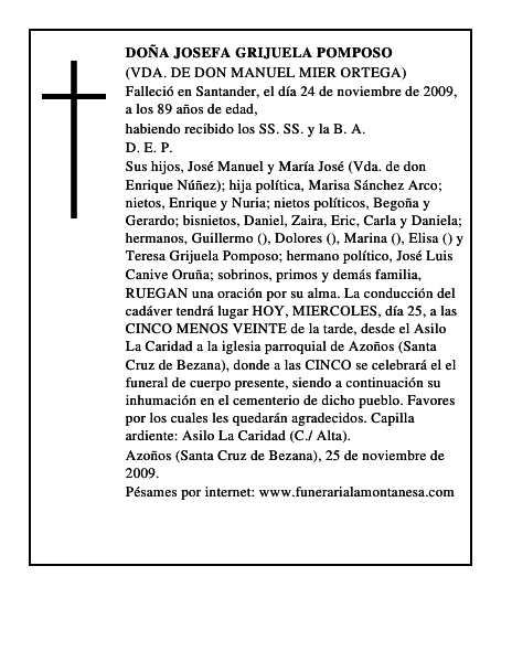 DOÑA JOSEFA GRIJUELA POMPOSO