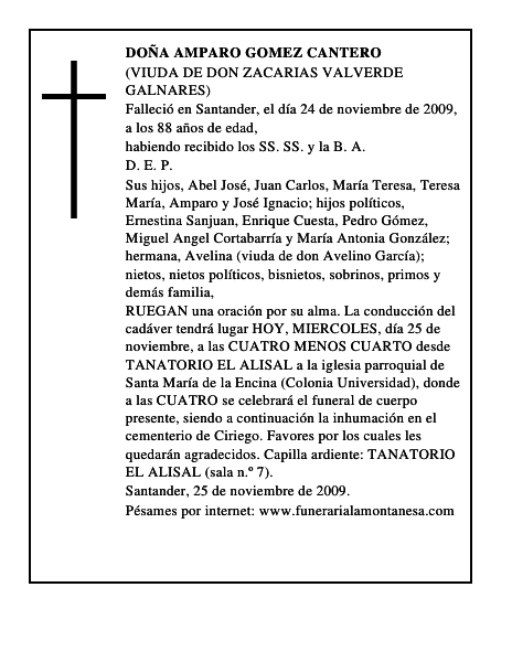 DOÑA AMPARO GOMEZ CANTERO