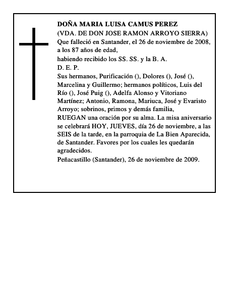 DOÑA MARIA LUISA CAMUS PEREZ