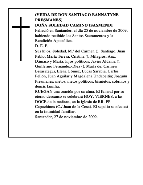 DOÑA SOLEDAD CAMINO ISASMENDI