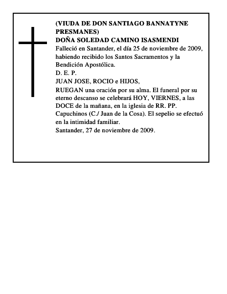 DOÑA SOLEDAD CAMINO ISASMENDI