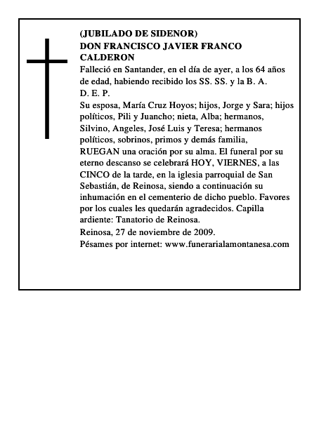 DON FRANCISCO JAVIER FRANCO CALDERON