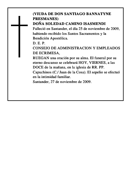 DOÑA SOLEDAD CAMINO ISASMENDI