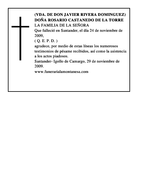 DOÑA ROSARIO CASTANEDO DE LA TORRE