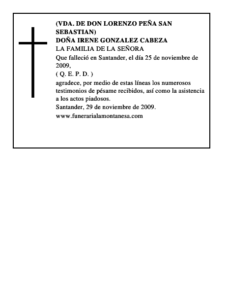 DOÑA IRENE GONZALEZ CABEZA