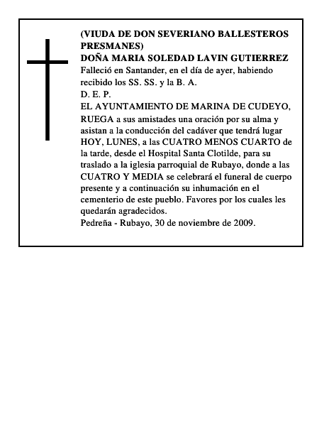 DOÑA MARIA SOLEDAD LAVIN GUTIERREZ