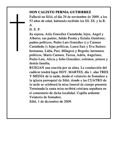 DON CALIXTO PERNIA GUTIERREZ