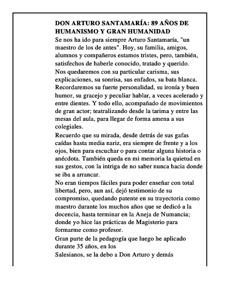 Don Arturo Santamaría 89 años de humanismo y gran humanidad