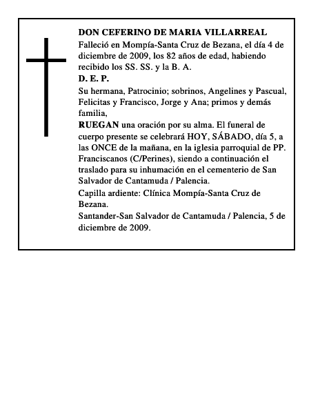 DON CEFERINO DE MARIA VILLARREAL