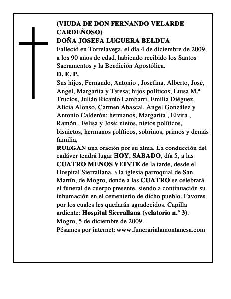 DOÑA JOSEFA LUGUERA BELDUA