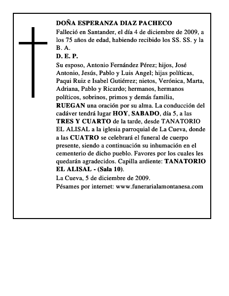 DOÑA ESPERANZA DIAZ PACHECO