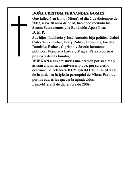 DOÑA CRISTINA FERNANDEZ GOMEZ