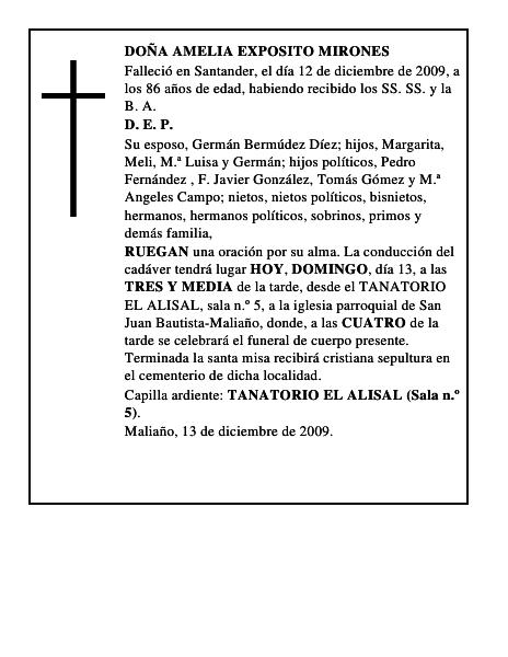DOÑA AMELIA EXPOSITO MIRONES