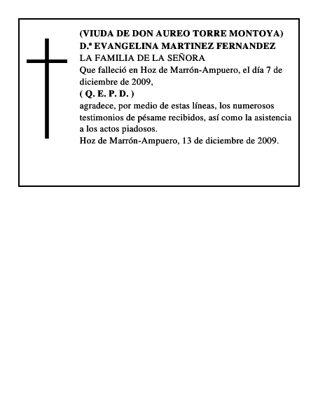 D.ª EVANGELINA MARTINEZ FERNANDEZ