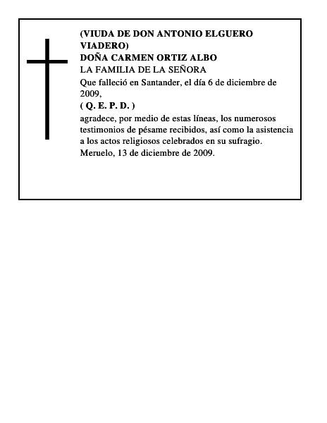 DOÑA CARMEN ORTIZ ALBO