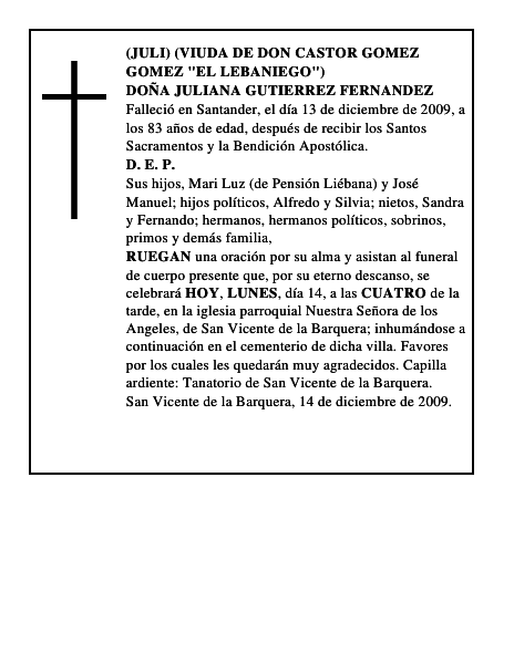 DOÑA JULIANA GUTIERREZ FERNANDEZ
