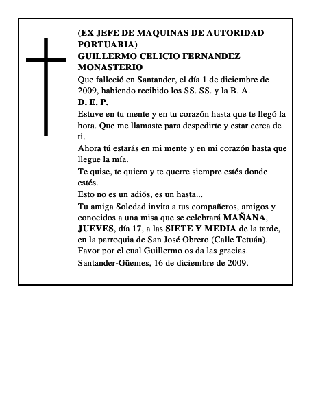 GUILLERMO CELICIO FERNANDEZ MONASTERIO