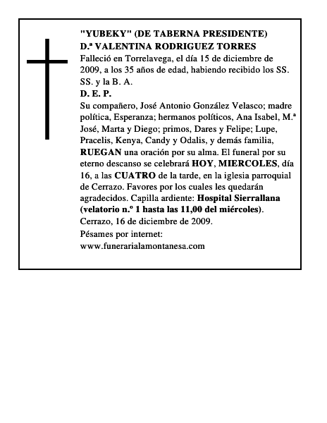 D.ª VALENTINA RODRIGUEZ TORRES